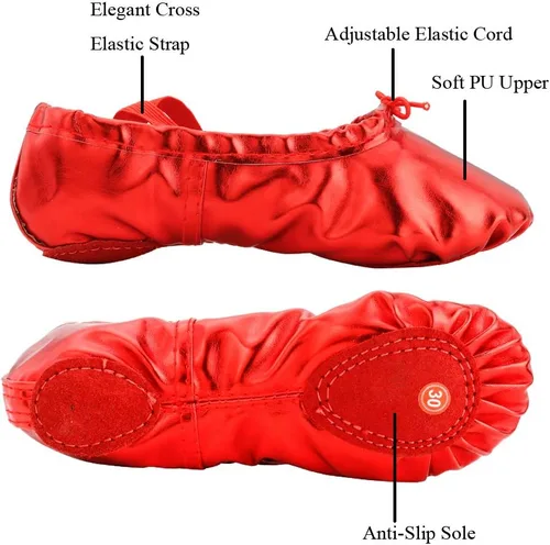 Vista 3 de Zapatos de baile de ballet Pu para muchacha con suela dividida suave