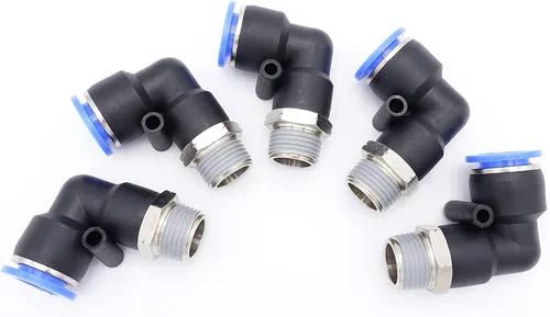 Vista 35 de Accesorio de Conexión por Empuje 1/2" Tubo OD x 1/2" Rosca Macho NPT, Codo Neumático Macho para Línea de Aire y Agua de 90 Grados con Giratorio