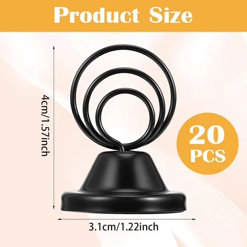 Vista 2 de 20 soportes para números de mesa, soportes de metal circulares con nombre base, clips de menú para boda, fiesta, recepción, soportes de fotos