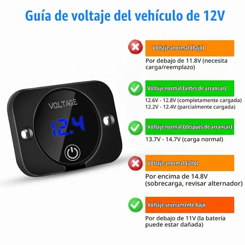 Vista 3 de Linkstyle Medidor de Voltaje de Batería, Voltímetro de Voltaje DC 12 Voltios 24 Voltios, Voltímetro de Voltaje con Pantalla Digital LED, Voltímetro