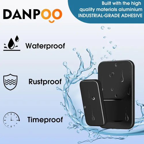 Vista 7 de Danpoo Ganchos autoadhesivos resistentes, ganchos de pared sin taladrar para baño, color negro, paquete de 3