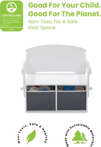 Vista 5 de Delta Children MySize - Banco de actividades convertible para niños con certificación Greenguard Gold, blanco Bianca