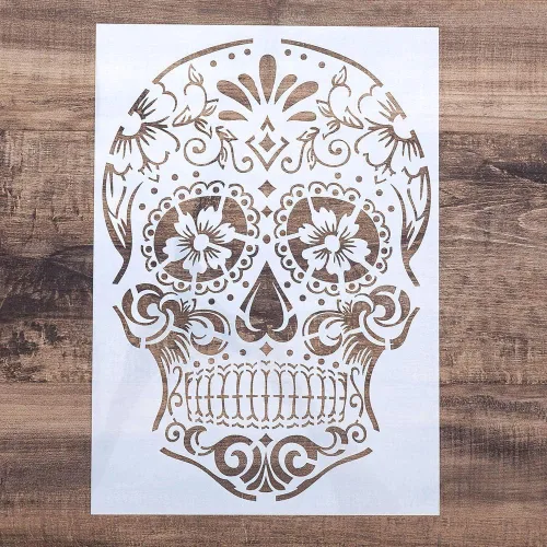 Vista 5 de Plantilla decorativa de bricolaje para pintar en paredes, muebles y manualidades (Skull3)