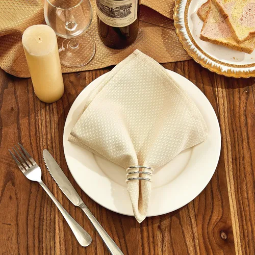 Vista 2 de Mebakuk Juego de 6 servilletas de tela de primera calidad de 17 x 17 pulgadas, lavables y pequeñas, servilletas de mesa suaves para bodas, fiestas