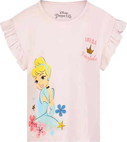 Vista 4 de Disney Princess Girls Cenicienta, Belle, Tiana y Mulan - Conjunto de camiseta y pantalón para niños pequeños y grandes - Rosa