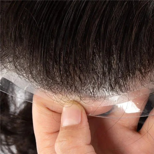 Vista 3 de Amiable toupee para hombres 0.001 in ultra suave piel fina para hombre, pieza de cabello humano real para hombres, sistema de reemplazo de cabello