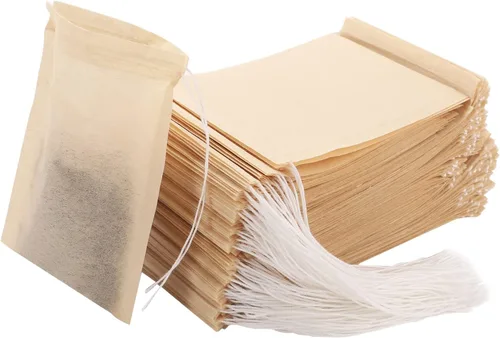 Vista 8 de 200 bolsas de té de hojas sueltas, bolsas de filtro de té desechables con cordón Bolsas de té sin blanquear para té y café sueltos