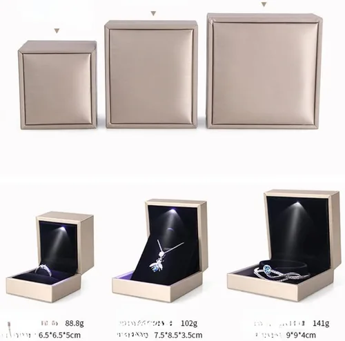 Vista 5 de anso Joyero con luz LED colgante para regalo, pulsera con luz (plata, caja de anillo)