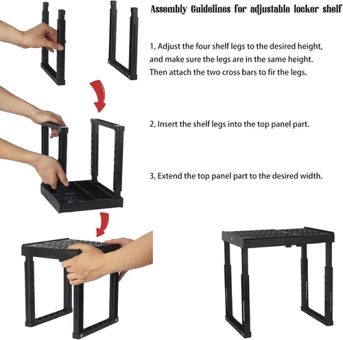 Vista 6 de Svartur Estante de casillero para casillero escolar, altura y ancho ajustables, organizador de casillero, apilable, herramientas de casillero