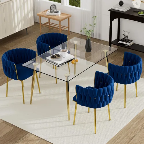 Vista 9 de Juego de mesa de comedor de cristal plateado para 2, juego de mesa cuadrada de lujo moderno de 36 pulgadas, juego de mesa de cocina minimalista de 3