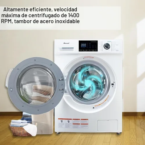 Vista 6 de Smad Combinación de lavadora y secadora todo en uno, 2.7 pies cúbicos de carga frontal sin ventilación en una lavadora de 26 libras, 16 ciclos, 24