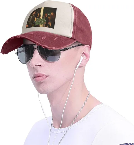 Vista 7 de Morbid Music and Angel Unisex Vintage Washed Distressed Baseball-Cap Twill Adjustable Dad-Hat Dark Red