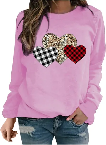 Vista 54 de Sudadera de manga larga con estampado de leopardo y corazón para mujer, para el día de San Valentín, sin botones, para niñas, regalos