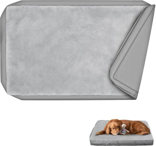Vista 9 de Explore Land Funda Impermeable para Cama de Perro Lavable a Máquina Funda de Repuesto Esponjosa para Cama de Perro para Gato, 20Lx15Wx3H pulgadas
