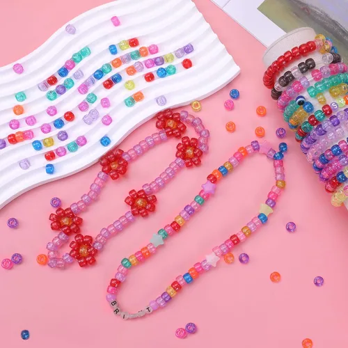 Vista 7 de Cuentas de pony a granel para pulseras, 1200 piezas multicolor + 200 limpiadores de tuberías, hacer cuentas a granel para trenzar el cabello