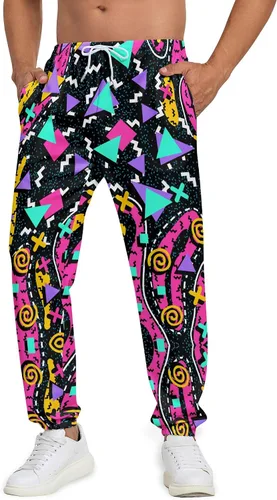 Vista 2 de INZVKJLU Pantalones deportivos para hombre, pantalones deportivos con estampado 3D, pantalones de entrenamiento con 2 bolsillos laterales