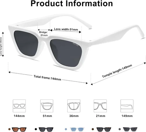 Vista 3 de SOJOS Gafas de sol polarizadas cuadradas estrechas estilo ojos de gato para mujeres, retro, modernas, para conducir SJ2169