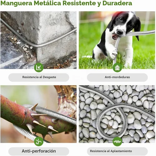 Vista 3 de Rcfunkid Manguera de jardín de 25 pies sin torceduras de metal con boquilla de 10 funciones resistente