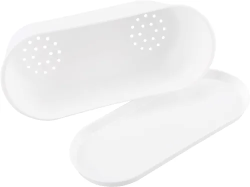 Vista 4 de MUKCHAP Paquete de 12 macetas rectangulares blancas de 9 x 3.5 x 3.2 pulgadas, maceta rectangular de plástico con bandeja y agujeros de drenaje