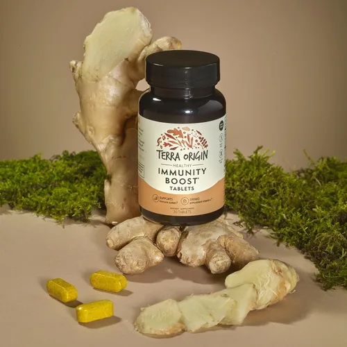 Vista 3 de TERRA ORIGIN Tabletas de refuerzo de la inmunidad Suplemento de apoyo inmunológico 9 en 1 para adultos con vitamina C antioxidante 30