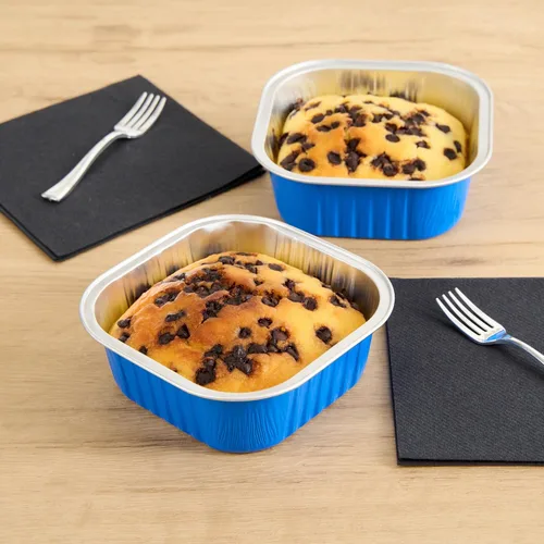 Vista 3 de Restaurantware - Moldes desechables, paquete de 100 tazas cuadradas de aluminio para hornear de 10 onzas - Las tapas se venden por separado, listas
