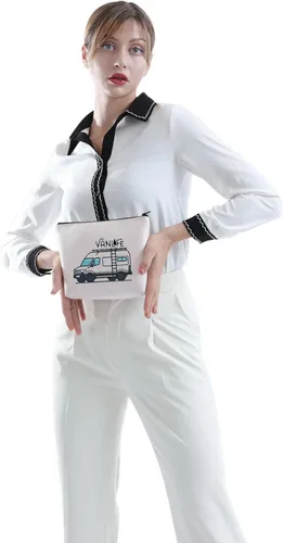 Vista 4 de POFULL Bolsa de cosméticos Camper Life, regalo para viajeros, amantes de la naturaleza, regalo para amantes de la caravana, regalo para entusiastas
