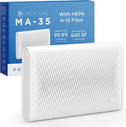 Vista 7 de Medify Purificador de aire MA-35 con filtro HEPA H13, un grado más alto de HEPA, montado en la pared, 99.9% de eliminación en un diseño moderno