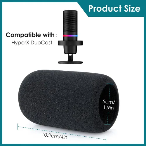 Vista 5 de YOUSHARES Parabrisas de espuma compatible con micrófono HyperX Duo Cast - Cubierta de espuma con filtro pop para micrófono de condensador HyperX