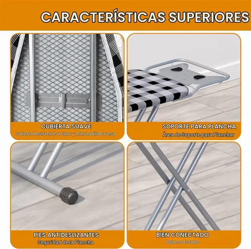 Vista 2 de Jakeefud Tabla de planchar de 13 x 43 pulgadas con funda acolchada extra gruesa y resistente, altura ajustable, tela resistente al calor y a