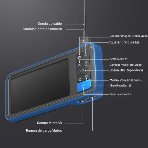 Vista 8 de Endoscopio de doble lente con luz, boroscopio mecánico automotriz Teslong