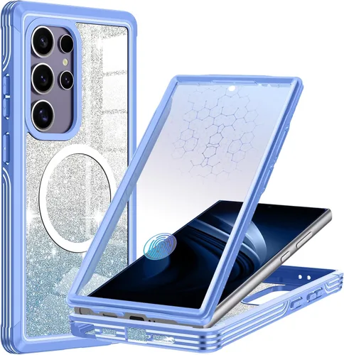 Vista 23 de Hekodonk Funda magnética para Galaxy A17 5G, [compatible con Magsafe] [Protector de pantalla de vidrio templado integrado] [tarjeta con purpurina]