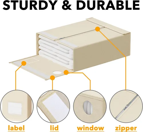 Vista 6 de SpaceAid Paquete de 5 Organizadores y Almacenamiento de Sábanas de Cama, Organizador de Sábanas Plegable para Armario de Ropa Blanca, Carpeta