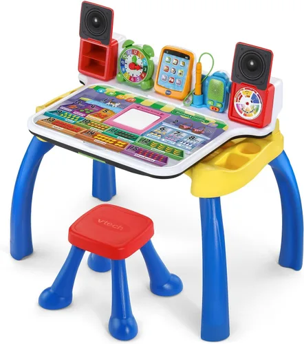 Vista 11 de VTech Escritorio de actividades Deluxe para explorar y escribir (embalaje sin frustraciones), Azul