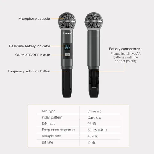 Vista 9 de Phenyx Pro Sistema de micrófono inalámbrico digital único PDP-1B Bundle con micrófono de mano PWH-P-900