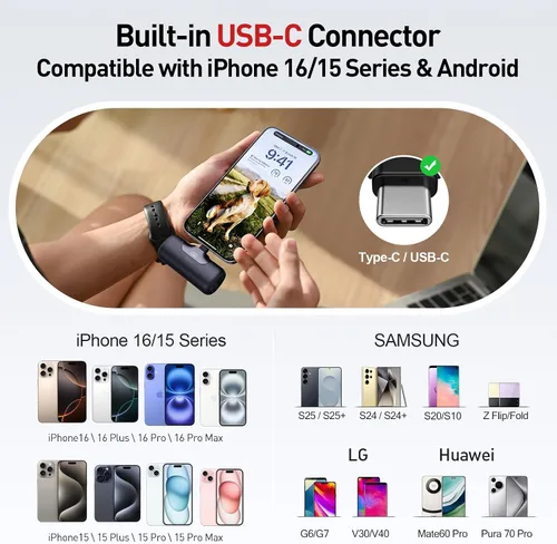 Vista 3 de iWALK Cargador portátil de 5500 mAh Banco de energía pequeño de próxima generación de 22.5 W, batería de carga rápida, cargador de teléfono portátil