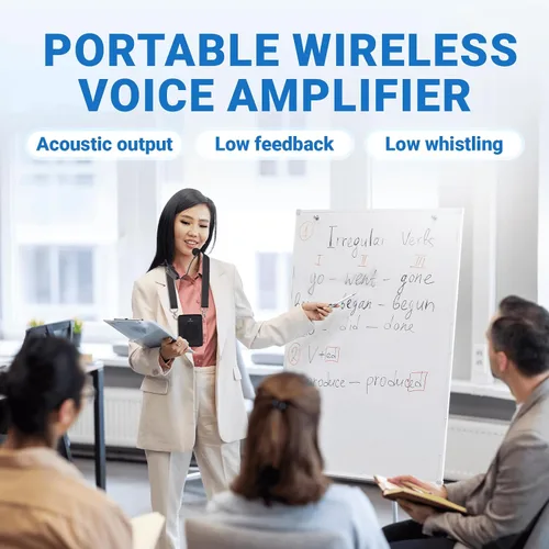 Vista 5 de Amplificador de Voz con Micrófono Inalámbrico y Auriculares, Micrófono Ultra Portátil de Sonido Original y Altavoz, Megafono de 15W con Micrófono