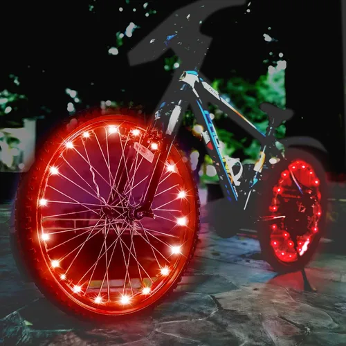 Vista 9 de dobestyou - Luz LED para rueda de bicicleta, luz para rueda de bicicleta para ciclismo nocturno, impermeable IP65, iluminación de 3 modos, fácil