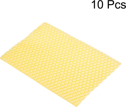 Vista 3 de uxcell Base de cera para marcos de abeja, hojas de base de colmena, base de miel de abeja, herramienta de apicultura, color amarillo