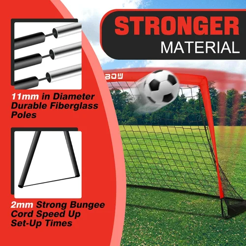 Vista 4 de Portería de fútbol infantil de 9 x 5 pies con bolsa de transporte, red de fútbol plegable portátil para entrenamiento en el patio trasero, uso