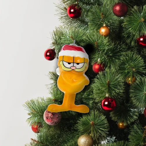Vista 2 de WondaPop Garfield - Adorno para árbol de Navidad de 4.5 pulgadas, decoración de árbol para interiores y exteriores, decoración navideña para el hogar