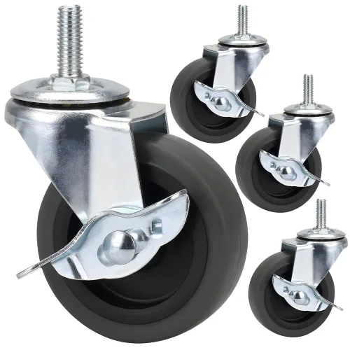 Vista 4 de DICASAL Ruedas de vástago de 2 pulgadas con rosca imperial de 1/4-0.787x0.984 in, ruedas TPR resistentes y altamente elásticas, ruedas silenciosas