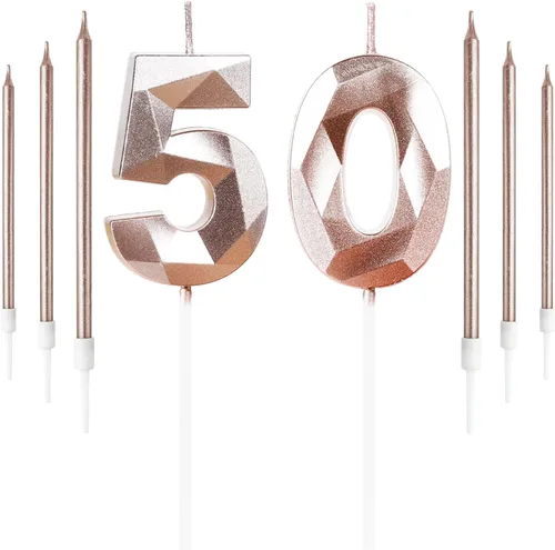 Vista 82 de Vela rosa de cumpleaños número 1 con 6 velas largas, decoraciones de decoración de pastel para fiesta de niña de 1 año, suministros de celebración