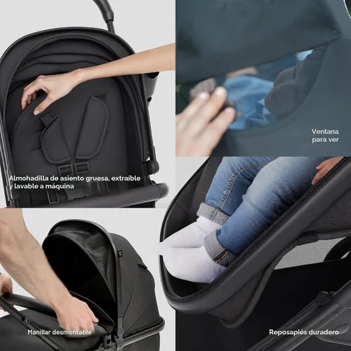 Vista 7 de Mompush Wiz - Cochecito 2 en 1 con adaptador Chicco, asiento reversible Caqui