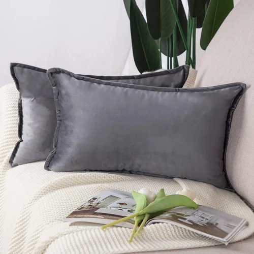 Vista 50 de MADIZZ Juego de 2 fundas de almohada decorativas de terciopelo súper suave con borlas, estilo de lujo, funda de almohada para sofá y dormitorio