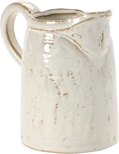 Vista 6 de Jarra de gres esmaltado reactivo de 28 oz, color blanco (Cada una variará)