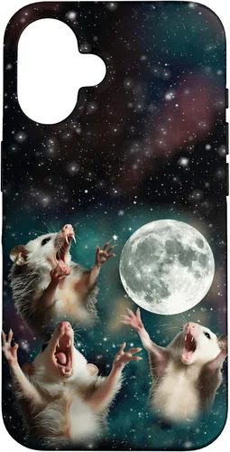 Vista 32 de Three Possum Moon 3 Opossum Funny Weird Cursed Meme Case para iPhone 17