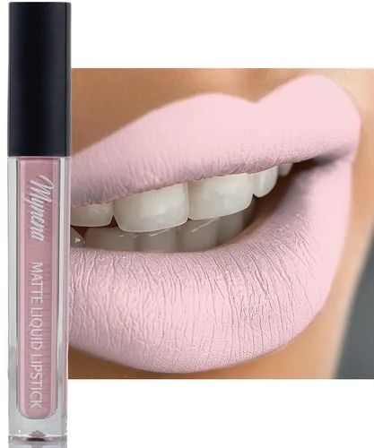 Vista 15 de Mynena Lápiz labial líquido mate rosa claro fresco Comodidad duradera A prueba de manchas resistente a transferencias Cobertura completa que