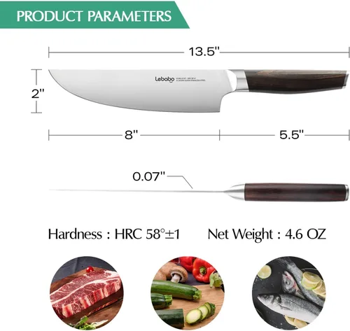 Vista 3 de Cuchillo de chef, cuchillo de cocina de 8 pulgadas para cortar y cortar