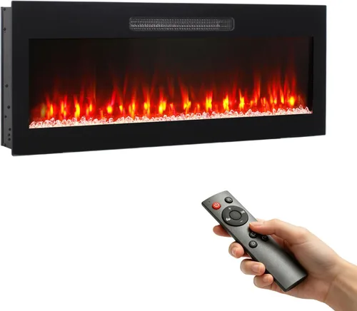 Vista 10 de Chimenea eléctrica de 36", 16 llamas ajustables, independiente/montada en pared/empotrada, inserto de chimenea de 1400W, chimenea eléctrica de pared
