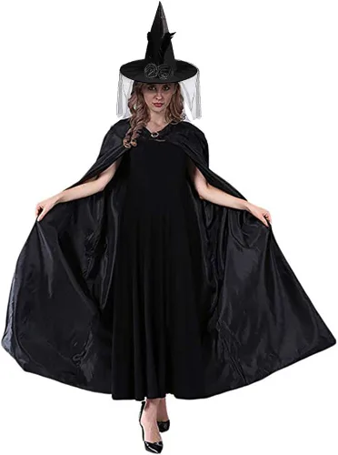 Vista 4 de Sombrero de bruja negro de Halloween con flor de rosa negra y plumas gorra de bruja de Halloween accesorio para adultos y mujeres fiesta de Halloween